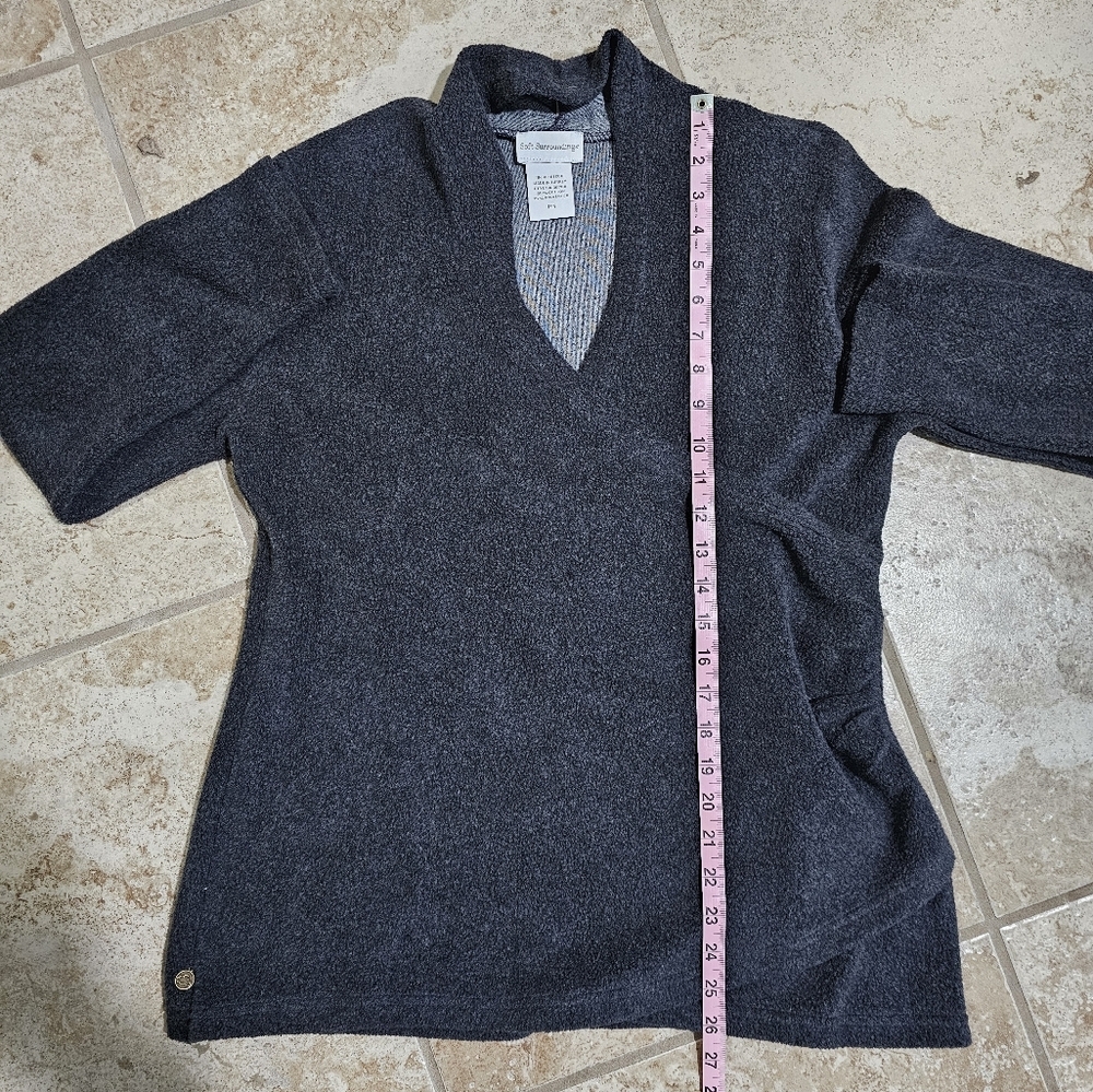 Soft Surroundings Womens Petite Medium Charcoal Faux Wrap Sweater Cozy Preppy - Picture 6 of 6